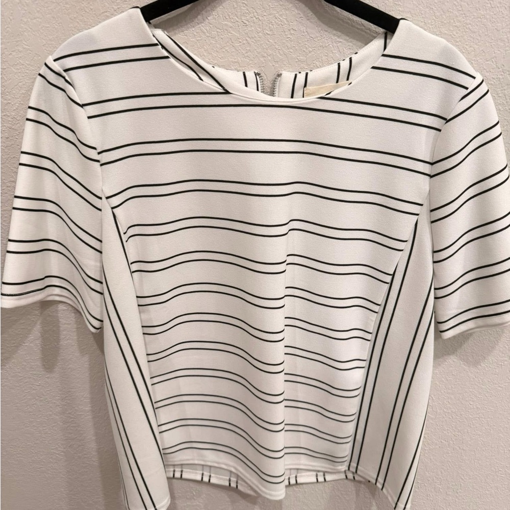 MELLODAY Black and White Striped Blouse